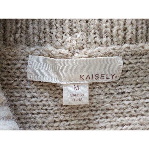 Kaisely Womens Wool Alpaca Blend Sweater Beige Cowl Neck Drop-Shoulder Size M - Picture 5 of 6